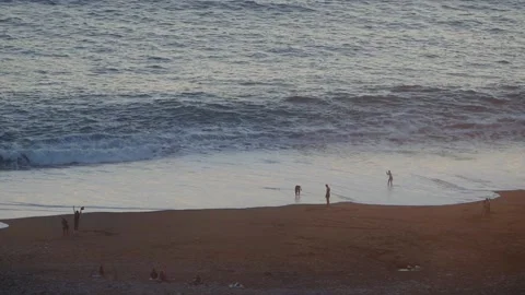 Big sea beach wave sunset jumping Stock Footage 238364110