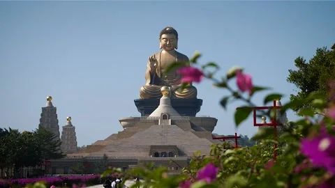 Big seated Buddha statue HD 67 Stock Footage 145431084