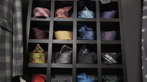 Big selection of classic silk neck ties. Collection of assorted classic ties on Stock Footage 143875143