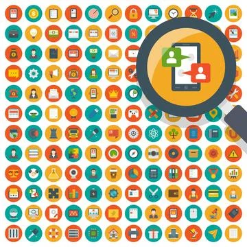 Big set 144 Flat design icons Illustrazione stock
