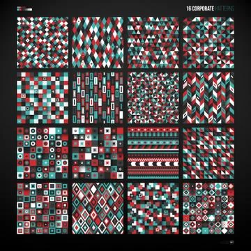 Big set of 16 corporate patterns with geometric elements. EPS10 Illustrazione stock