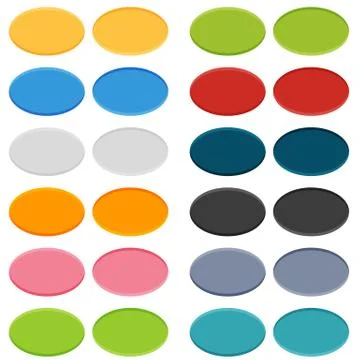 Big set of 16 oval buttons in 2 positions Stock Illustration