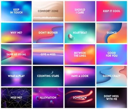 BIG set of 20 abstract horizontal wide blurred neon backgrounds. With various Illustrazione stock