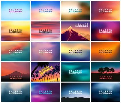 BIG set of 20 horizontal wide blurred nature backgrounds Illustrazione stock
