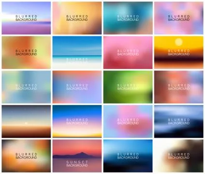 BIG set of 20 horizontal wide blurred nature backgrounds Stock Illustration