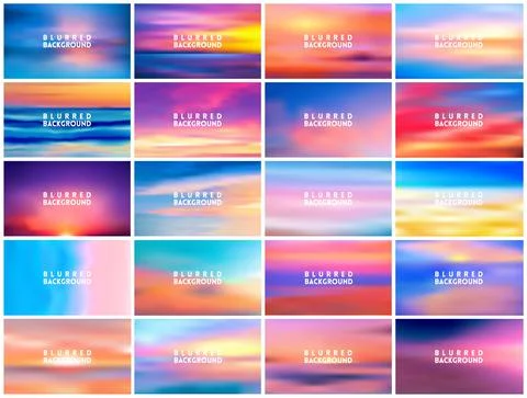 Big set of 20 horizontal wide blurred nature sea sunset backgrounds Stock-Illustration