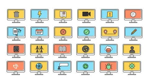 Big set of 20 laptop computer vector icons. イラスト素材