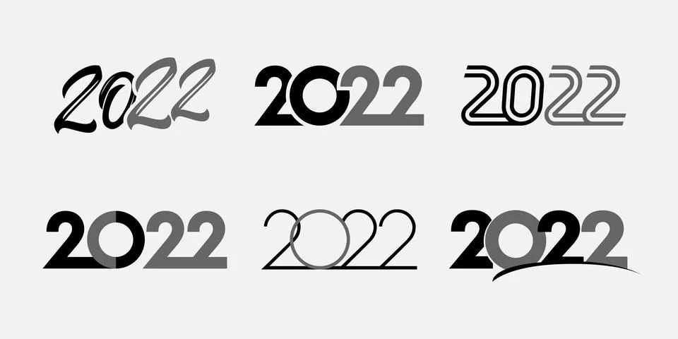 Big set 2022 creative concept black text design logo 스톡 일러스트