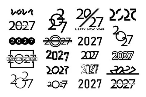 Big set of 2027 number design templates. 2027 New Year logo text design Stock Illustration