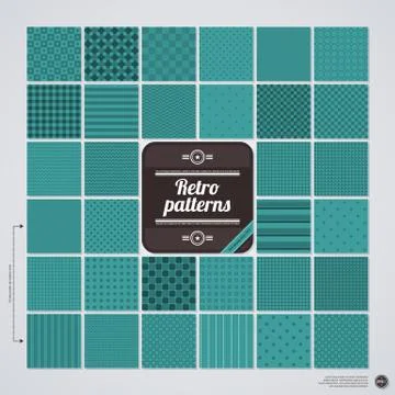 Big set of 32 seamless patterns in retro style. EPS10. Stock Illustration