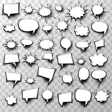 Big set 36 effects comic speech bubbles Stock Illustration