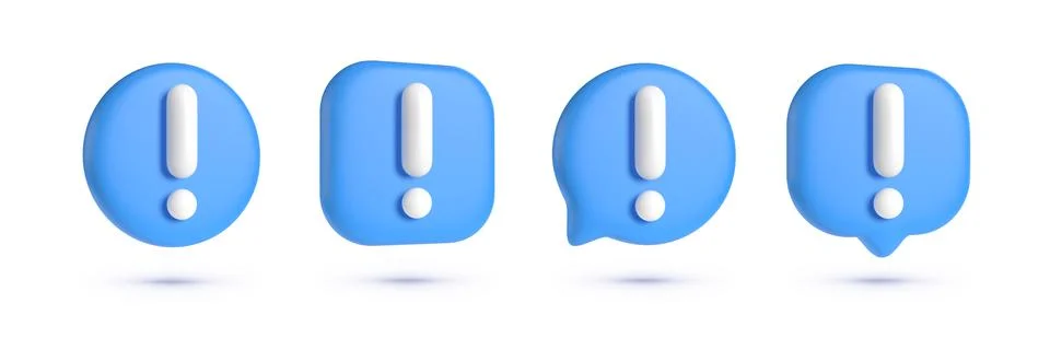 Big set of 3d Realistic exclamation mark vector illustration. Attention signs Stock Illustration