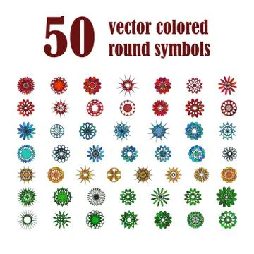 Big set of abstract design flowers Stock Illustration
