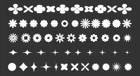 Big set of abstract geometric y2k shapes. Retro brutal elements, figures an.. Stock Illustration