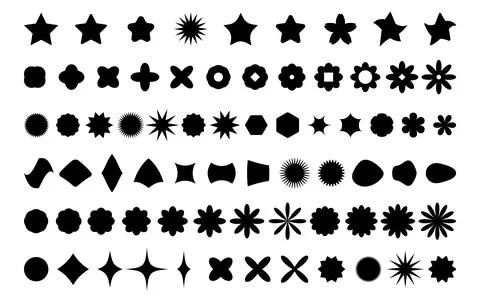 Big set of abstract geometric y2k shapes. Retro brutal elements, figures an.. イラスト素材