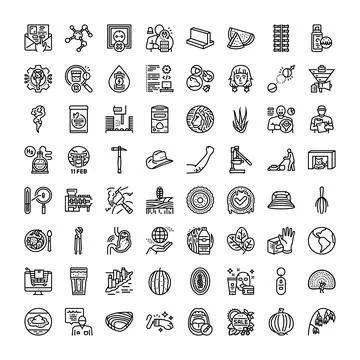 Big set of black and white line art icons 库存插图