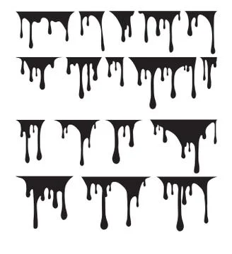 Big set of black paint drips. Vector illustration for your design. Stock Illustration