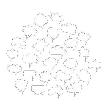 Big set of black vector comic speech bubbles. Isolated colorful banner, empty 스톡 일러스트