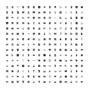 Big set of black vector glyph icons Stock Illustration