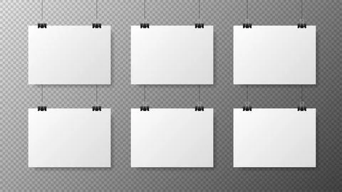 Big set blank white gorizontal poster template on transparent with gradient b Stock Illustration