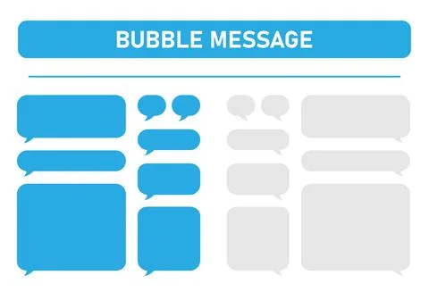 Big set of blue and gray message bubbles design template for messenger chat.  Stock Illustration