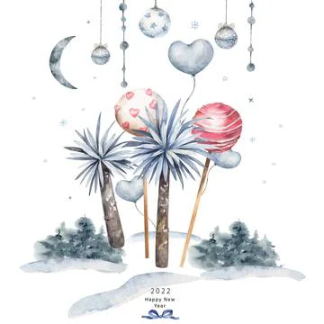Big set of blue New Year Set for Christmas tree, spruce, balls, snowflakes Stock Illustration
