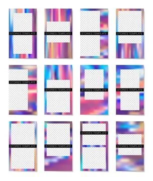 Big set of bright editable template for stories and streaming. Illustrazione stock