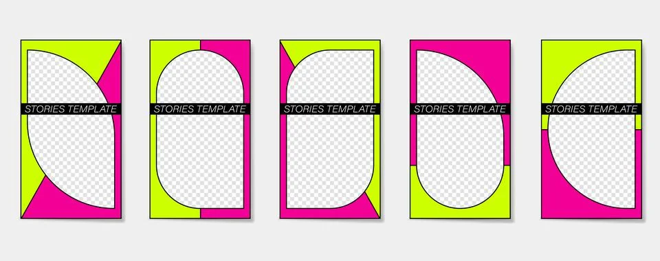 Big set of bright editable template for stories and streaming. Illustrazione stock