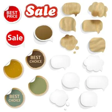Big set cardboard structure with paper speech bubbles Stock Illustration