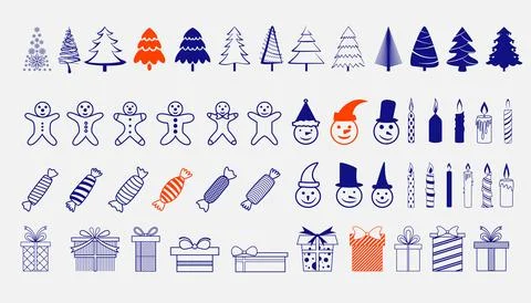 Big Set of Christmas Decorative Elements Stock Illustration