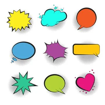 Big set of color retro comic speech bubbles Stock Illustration