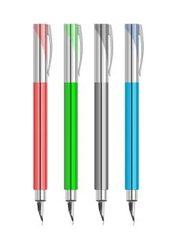 Big set of colored engineering and office pens Stock-Illustration