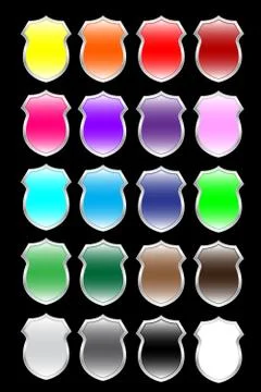 Big set of colorful shields Vector Illustrazione stock
