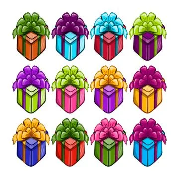 Big set with coloring gift boxs Stock Illustration