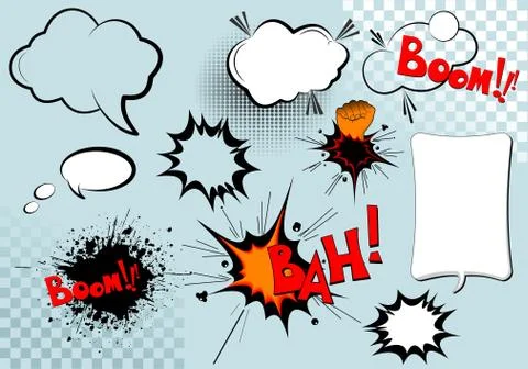 Big set of comic elements for your design Stock Illustration