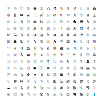 Big set of commerce business technology icons Stock Illustration