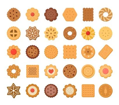 Big set of cookies and biscuits. Stock Illustration