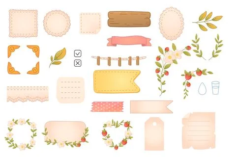 Big set of cute planner and journal elements 스톡 일러스트
