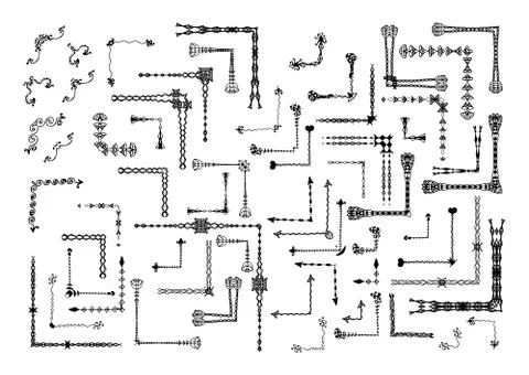 Big set decorative elements. Angle design. Stock Illustration