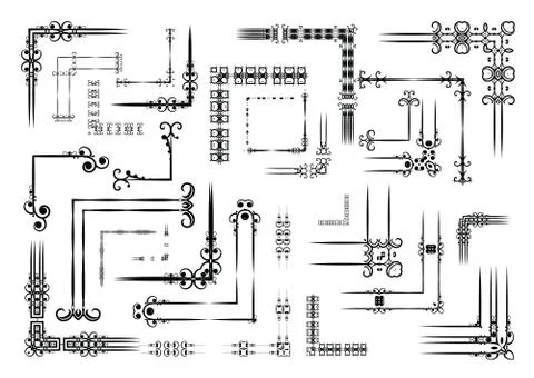 Big set decorative elements. Angle design. Stock Illustration