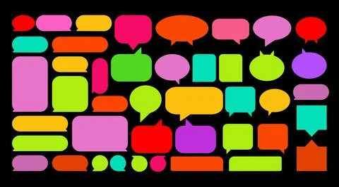 Big set of dialog boxes or speech bubbles different variants drawn by hand. V Stock Illustration
