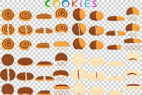 Big set different biscuit, kit colorful pastry cookie Stock Illustration