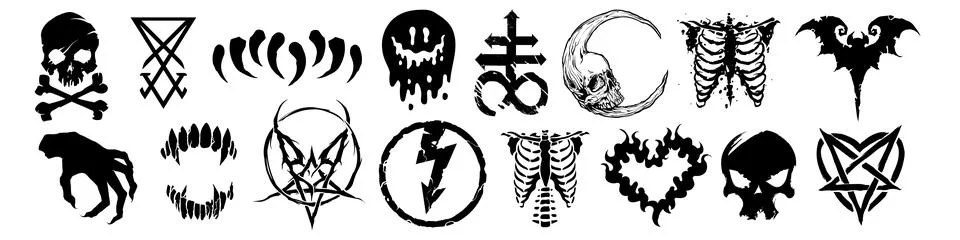 Big set of different Gothic style design for prints. Trendy style illustration. Stock Illustration