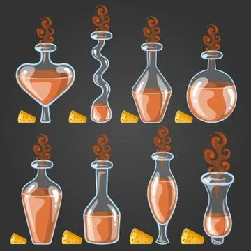 Big set with different magic elixir Stock Illustration