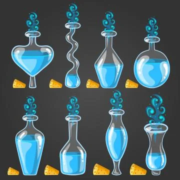 Big set with different magic elixir Stock Illustration