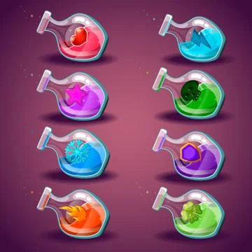 Big set with different magic elixir Stock Illustration