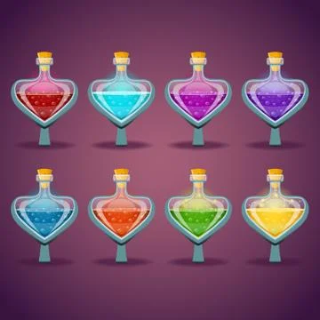Big set with different magic elixir Stock Illustration