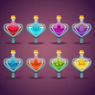 Big set with different magic elixir Stock Illustration