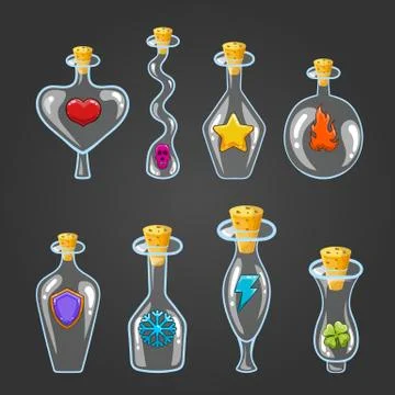 Big set with different magic elixir Stock Illustration