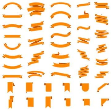 Big set of different ribbons and banner Stock Illustration